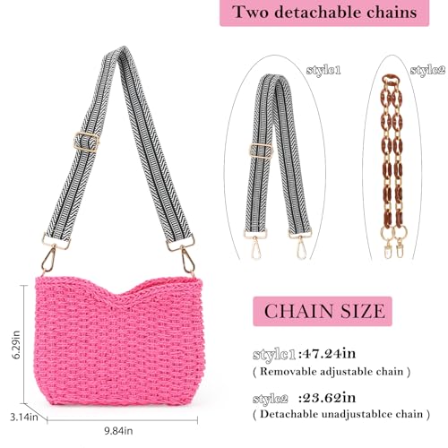 GOKTOW Straw Purse Bag,Woven Handbag,Summer Purse,Raffia Tote CrossBag for Beach Summer Travel2