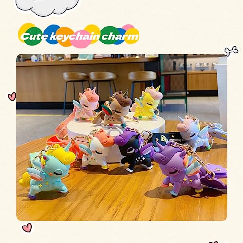 Bexoa Cute Keychain Kawaii Anime Keychains Accessories, Unicorn Handbag Charms Car Cartoon Key Chain For Kids Boy Girl Women #TOP5
