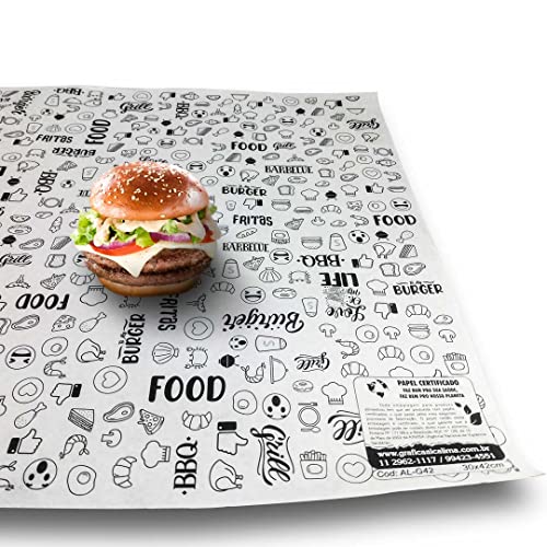 500 - PAPEL BARREIRA - 30 X 42CM - FAST FOOD DELIVERY AL-G42 (30X42CM, BRANCO)