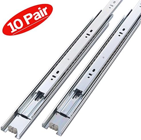Friho10 Pair of 18 Inch Hardware Ball Bearing Side Mount Drawer Slides, Full Extension, Available in 10'',12'',14'',16'',18'',20'',22'',24''Lengths