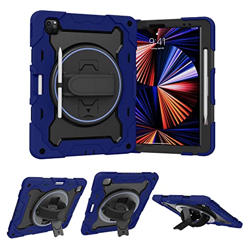 Protection iPad Pro 12.9 2021 coque enfants antichoc avec support élastique et dragonne