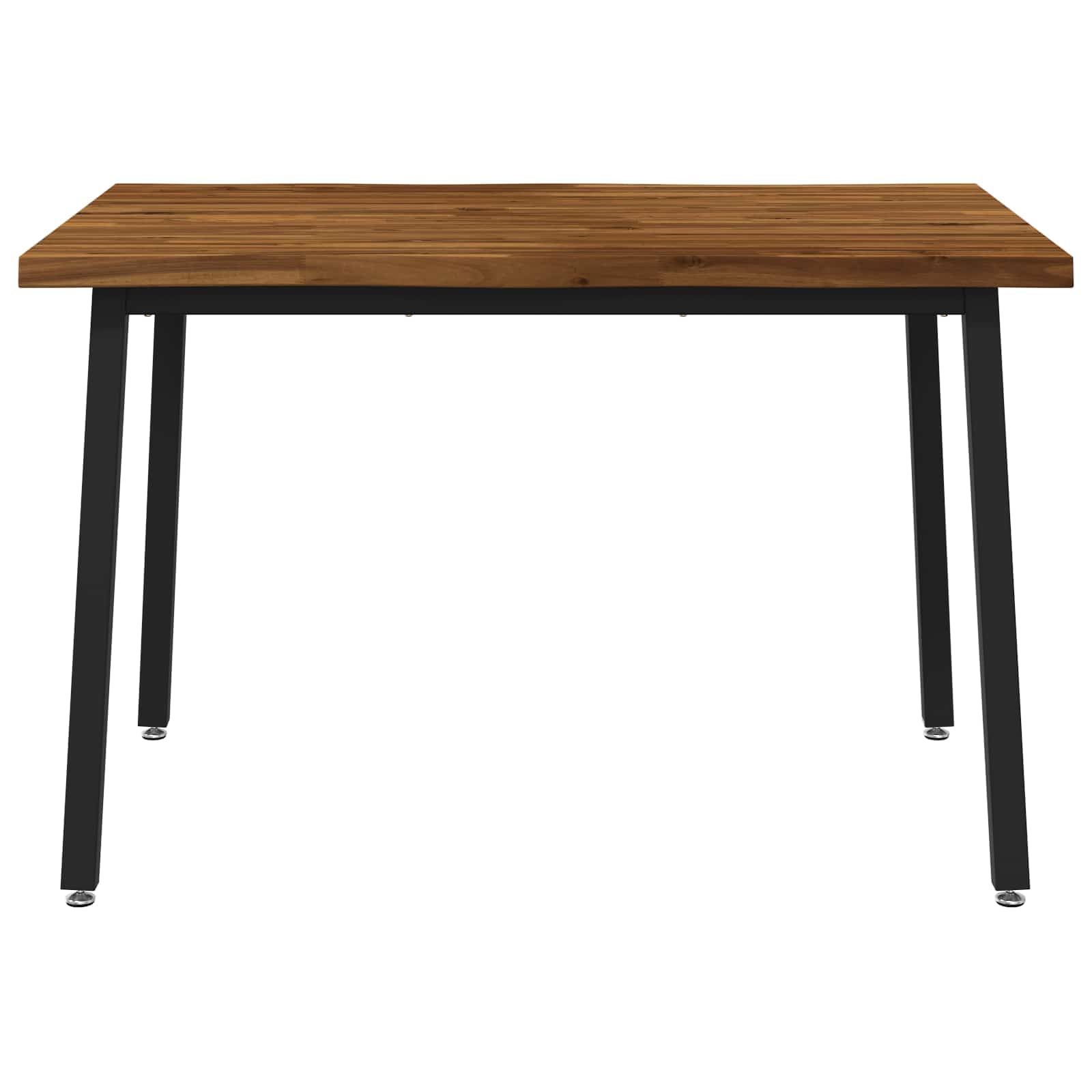 Table à manger en bois d'acacia massif - 110 x 55 x 75 cm - Angle droit avec cadre en acier galvanisé - Grain de bois naturel - Table familiale stable pour salle à manger et salon - Peu