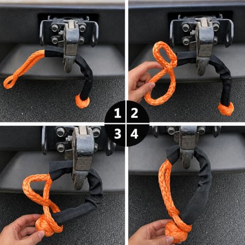 Image of Ucreative 2Pcs Synthetic Soft Shackle 1 /2 Inch x 22 Inch (56,000lbs Breaking Strength) with Extra Sleeves (Gray)