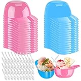 YardGo 30 Pack Baseball Helmet Ice Cream Bowls, 8 oz Mini Baseball Cap Bowl with 40 Spoons, Mini Dessert Cups Sundae Bowls Ice Cream Snack Bowl for Party Supplies (Pink & Blue)