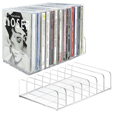 Niuny Przezroczysty uchwyt na płyty CD, 2 szt., akrylowy regał na płyty CD/DVD, stojak na kosmetyki, organizer na CD, tacki na kasety, kasety do gier, książki, kosmetyki