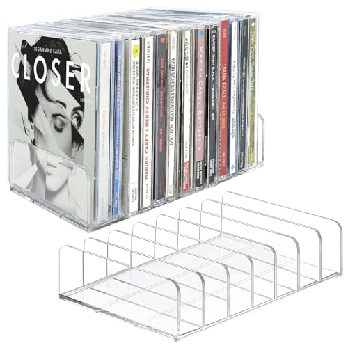 Niuny Przezroczysty uchwyt na płyty CD, 2 szt., akrylowy regał na płyty CD/DVD, stojak na kosmetyki, organizer na CD, tacki na kasety, kasety do gier, książki, kosmetyki