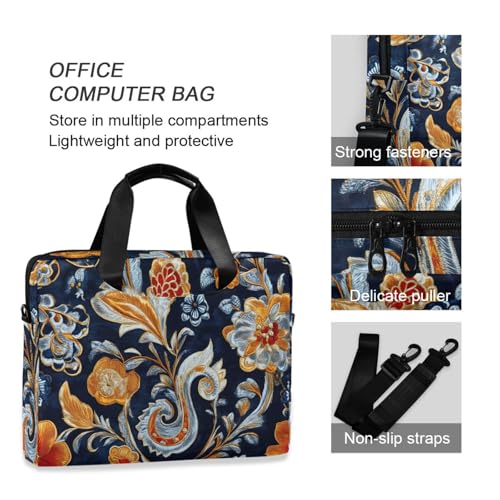 Maletín para portátil con patrón floral Paisley Amarillo y Azul miniatura 6