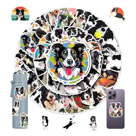 50Pcs Border Collie Dogs Stickers Cute Border Collie Pets Dog Vinyl Waterproof Decals for Decor Laptop Water Bottle Phone Window Scrapbook Kids Teens Adults Reward Gifts Sticker
