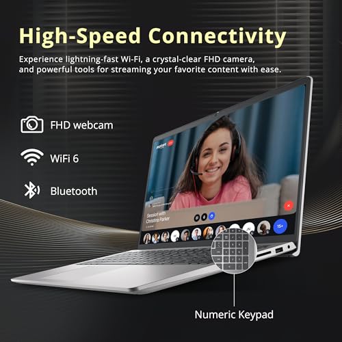 Image of Dell 15 15.6 inch FHD Business Laptop, Intel Core i7-1355U, 8GB RAM, 1.2TB Storage(256GB SSD+1TB Docking Station Set), Intel UHD Graphics, Backlit Keyboard, Number Pad, Webcam, Wi-Fi 6, Win 11, Silver
