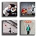 Produktbild Printerland Moderne Bilder im Stil Banksy Murales 4 Stück 30 x 30 cm abstrakte Kunst XXL Dekor für Wohnzimmer, Schlafzimmer, Küche, Büro, Bar Restaurant, Holz, Druck auf Leinwand