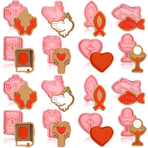 16 Pcs Easter Cookie Cutters With Plunger Stamps Cookie Stamps 3D Cross Shape Biscuit Cutter Funny Cartoon Cookie Stamps For Baking Diy Cookie Supplies #TOP4