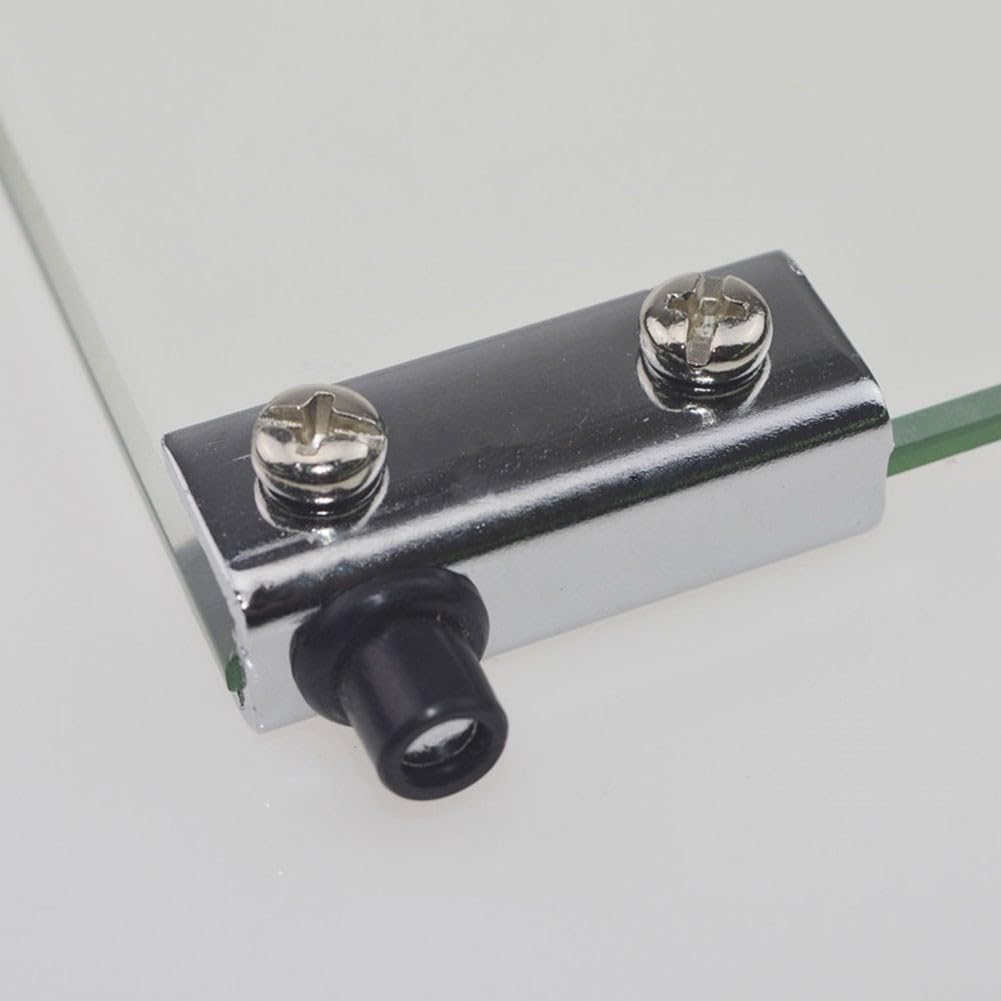 Glass Cabinet Door Clip Metal Showcase Latch Display Case Hinge Iron Glass Holder Nickel Plated Catch Black Cabinet Clip for Home Kitchen Storage 2PCS(Black)