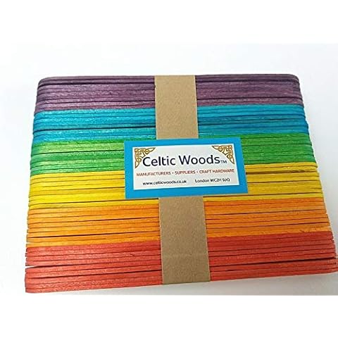 Large Eco Wooden Lollipop Coloured Craft Sticks Lolly 150mm x 18mm - Pack of 50 Cover