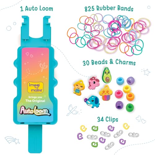 Image of Imagimake Rainbow Loom Bracelet Making Kit |825+ Bands, Charms & Beads with Auto Loom Tool | DIY Art & Craft Kit | Travel Toys | Creative Gift for Girls Age 7+