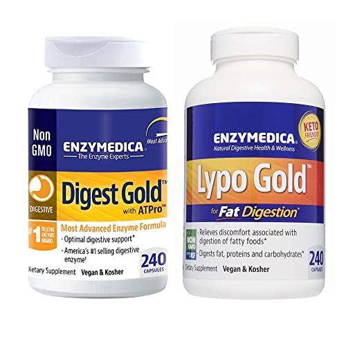 Enzymedica Lypo Gold, 240 Capsules Digest Gold + Atpro, 240 Capsules #TOP20