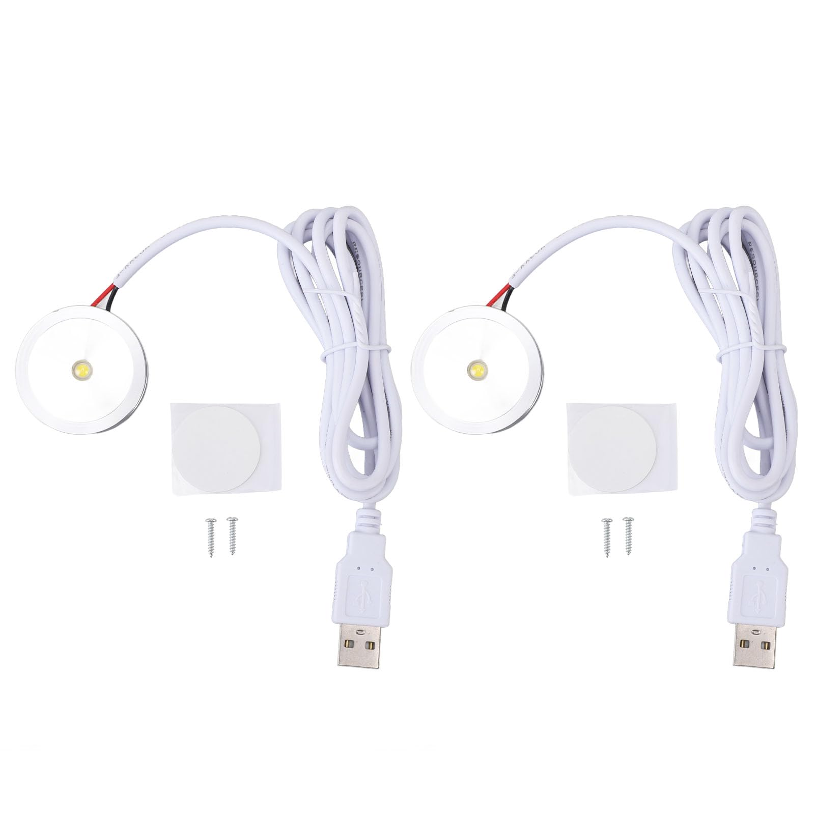 Pilipane Small LED Light 2pcs USB Plug 5V 1W Mini Spotlight for Display Cabinets Jewelry Cupboards Warm Light with Generous Cable Length Easy Installation and Wide Application (Warm Light)