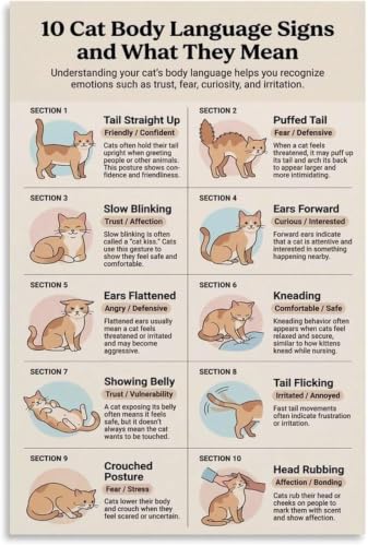UCGAOIOQ Cat Communication Body Language Signs Decoded Poster Canvas Painting
