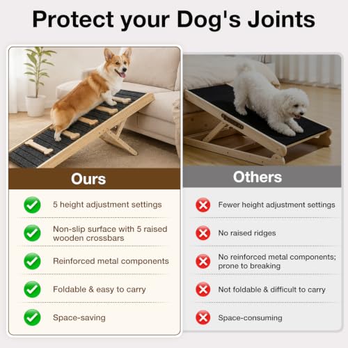 HWAEYEM Dog Ramp for Bed & Couch, Height Adjust Foldable Wooden Pet Ramp by HWAEYEM - Used condition - Image 7