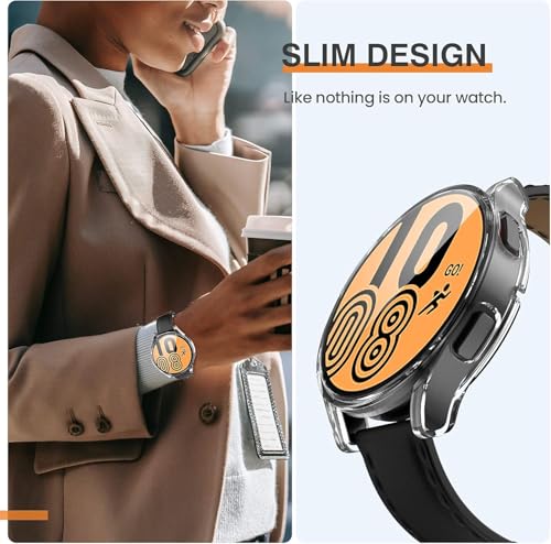 Image of Oiloco Samsung Galaxy Watch 5 2022 /4 2021 Screen Protector Case 44mm Accessories, Protective Face Cover Built-in Tempered Glass Film Bumper Case (44mm, Clear)