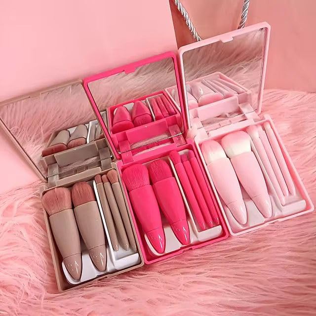 メイク道具・化粧小物 OWN 5 Brushes & Makeup Brush case COSLUXE 5 Piece Mini Makeup Brushes Set, Travel Small Makeup