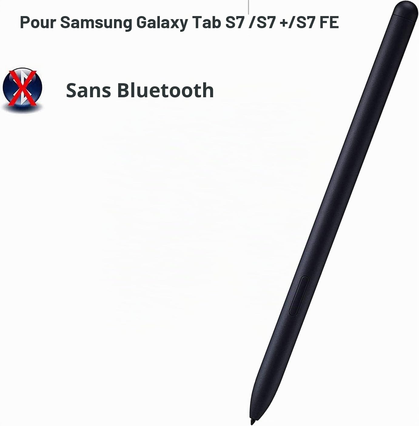 Galaxy Tab S7 FE S Pen de Rechange pour Samsung Stylet S Noir pour Galaxy Tab S7 FE SM-T730, SM-T733, SM-T736B TJ-780 Stylet + Pointes sansBluetooth (Noir)