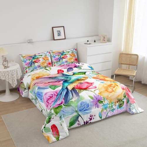 Image of Feelyou Hummingbird Bedding Set Queen Size 3Pcs for Kids Boys Girls