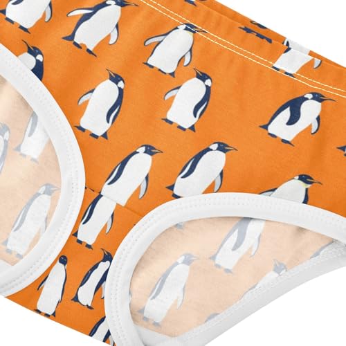 Cartoon Penguins Orange Panties Little Girl Girls Underwear Toddler Cotton Animal Briefs Girls Undies 2t4