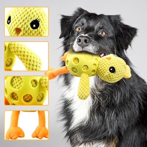 Cxqbsmy 2 Stück Kauspielzeug Hund Unzerstörbar, Frosch und Huhn Kuscheltier Hund, Hundespielzeug Unzerstörbar, Interaktives Kauspielzeug für Große Kleine Und Mittel Welpen