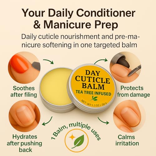 KmaxShip Tea Tree Oil Nail & Cuticle Balm - Cuticle Cream & Butter for Dry, Damaged Cuticles - Cuticle Healing Treatment, Moisturizer & Softener, 1.1 OZ, 1 Pack