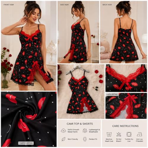 Image of Anvesha Beauty Night Dress for Women with Lace Trim | Soft V Neck Sleeveless Nighty Slip | Lightweight Comfortable Sleepwear Short Chemise Nightwear for Girls & Ladies Brown