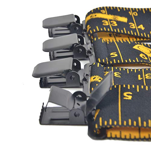 Aisenin Mens Tape Measure Suspenders, 2 Inch Wide Adjustable Work Suspenders For Tool Belts, Elastic Braces With Heavy Duty Strong Clips, Black #TOP4