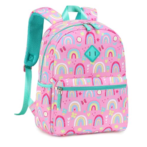 abshoo Kindergarten Backpack for Girls Preschool Backpacks School Bookbag for Kids 4-6(Rainbow Pink)
