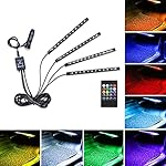 LivTee Car Led Interior Lights，4pcs 48 LED Multicolor Music Car Interior Accessories Under Dash Lighting Waterproof Kit with Sound Active Function and Wireless Remote Control, Car Charger Included