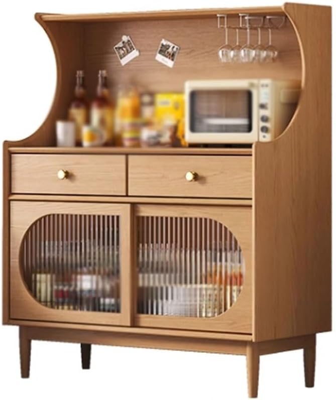 Sideboard Cabinet Retro Solid Wood Dining Sideboard Simple Storage Cabinet Living Room Tea Cabinet Kitchen Dining Sideboard Sideboard Cabinet with Drawers