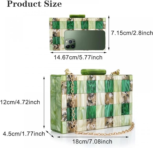 Image of Acrylic Handbags for Women Multicolor Perspex Geometric Purses Box Clutch Elegant Crossbody Bag for Lady Evening Banquet Prom
