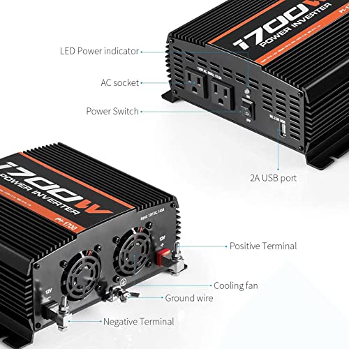 Tvnikd 1500Watt Inverter Power Inverters 12V To 110V Inverter Car Power Inverter For Truck Semi Truck Vehicles Camping Power Converter With Lcd Display #TOP2
