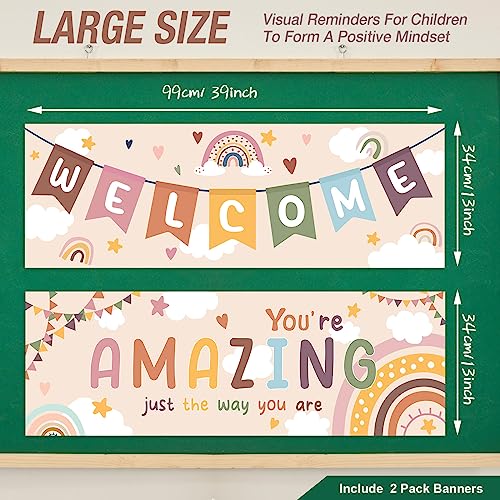 Pasimy Boho Classroom Decorations for Teachers Bohemia Welcome Banner and Poster Inspirational Classroom Bulletin Board Wall Decor for Students Kindergarten Primary Elementary Middle School Supplies - Image 2