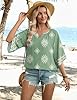 LOMON Boho Top for Woman | Comfortable Peasant Print Blouse | 3/4 Sleeve & Loose Fit Bohemian Tops Green XL #2