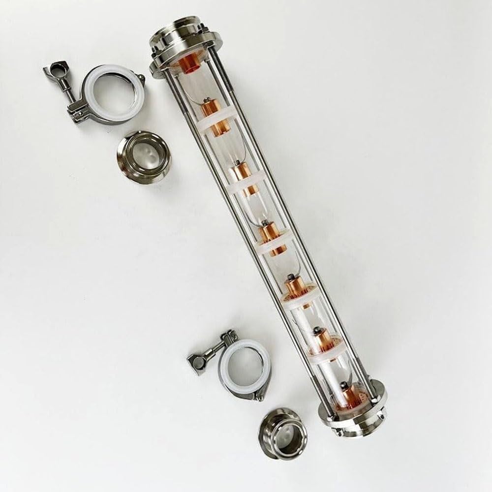 Colonna di distillazione 2" flangia 64 mm con 7 piastre a bolle in rame - Acciaio inossidabile 304 per distillazione