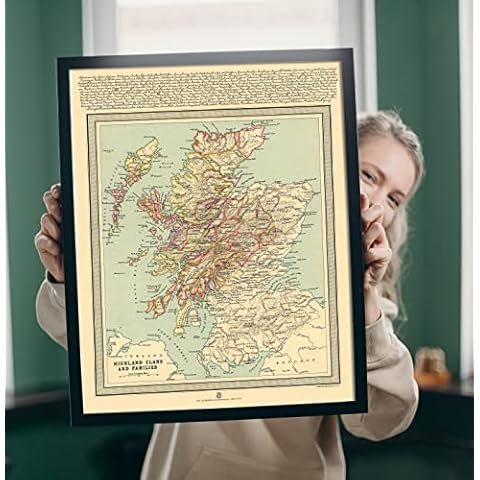Clans of Scotland Historical Map Reprint - Highland Clan Locations, Principal Landowners and Families c. 1912 (12 x 16 inches) Cover