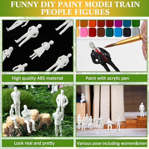 Image of Namalu 30 Pcs, 1: 50 Scale White Unpainted Mini People Figures Miniature People for Model Trains Architectural Standing and Sitting Mini Diorama Figures for Architectural Project