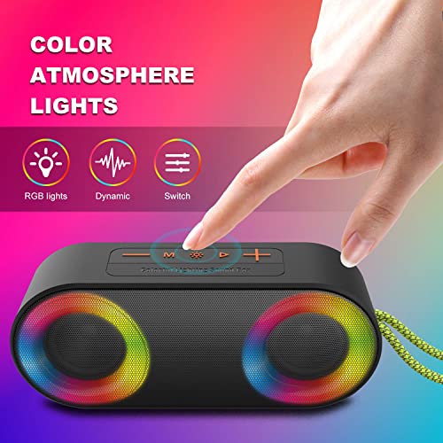 TOMPROAD Portable Waterproof Bluetooth Speakers with LED Lights Wireless Stereo Sound Rich Bass Shower Speakers Outdoor Speaker Support FM Radio RGB Lights for Home Travel - Image 4