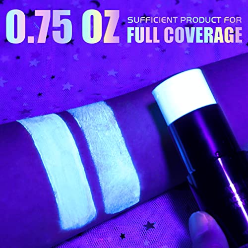 Latibell Uv Black Light Reactive Glow Face Body Paint Stick (0.75 Oz), Professional Neon Face Paint Makeup Foundation, White Face Paint For Halloween Sfx Cosplay Costume, Cream Type Blendable #TOP2