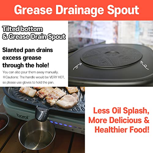 Upit Korean Bbq Grill Pan - Induction Stovetop Compatible Aluminum Nonstick Indoor Skillet Portable Plate With Grease Draining Spout, 13-Inch #TOP5