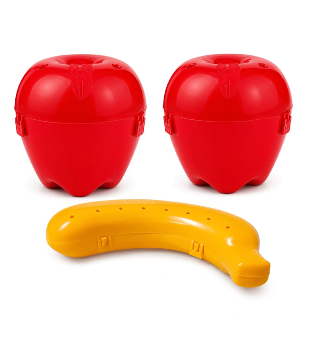 MIKANIX Fresh Fruit Storage Set | Reusable Saver Box | Portable Food Holder | Airtight Fridge Organizer | Lunch Box | Durable Kitchen Storage Solution for Home, Travel (2 APPLE & 1 BANANA, 3PC)-picture-28