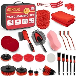 Car Cleaning Kit – 29 Piece Car Detailing Kit with Storage Bag, Car Cleaning Kit Interior and Exterior Wet & Dry Car Washing Kit Air Vent, Dashboard, Motor, Wheels, Household (29PCS)