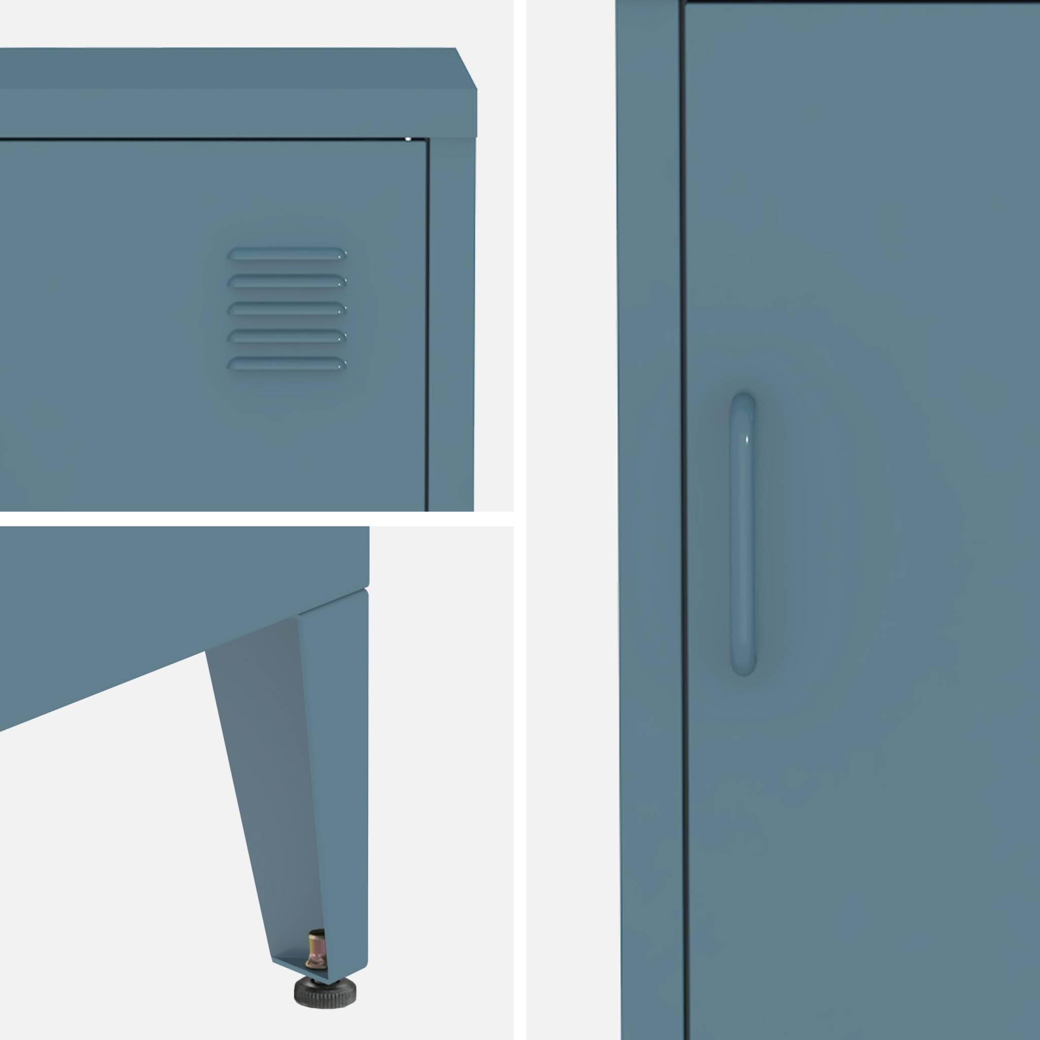 sweeek - Lot de 2 Tables de Chevet en Acier 1 Porte. Bleu pétrole. casier. L 38 x P 38 x H 55.7 cm