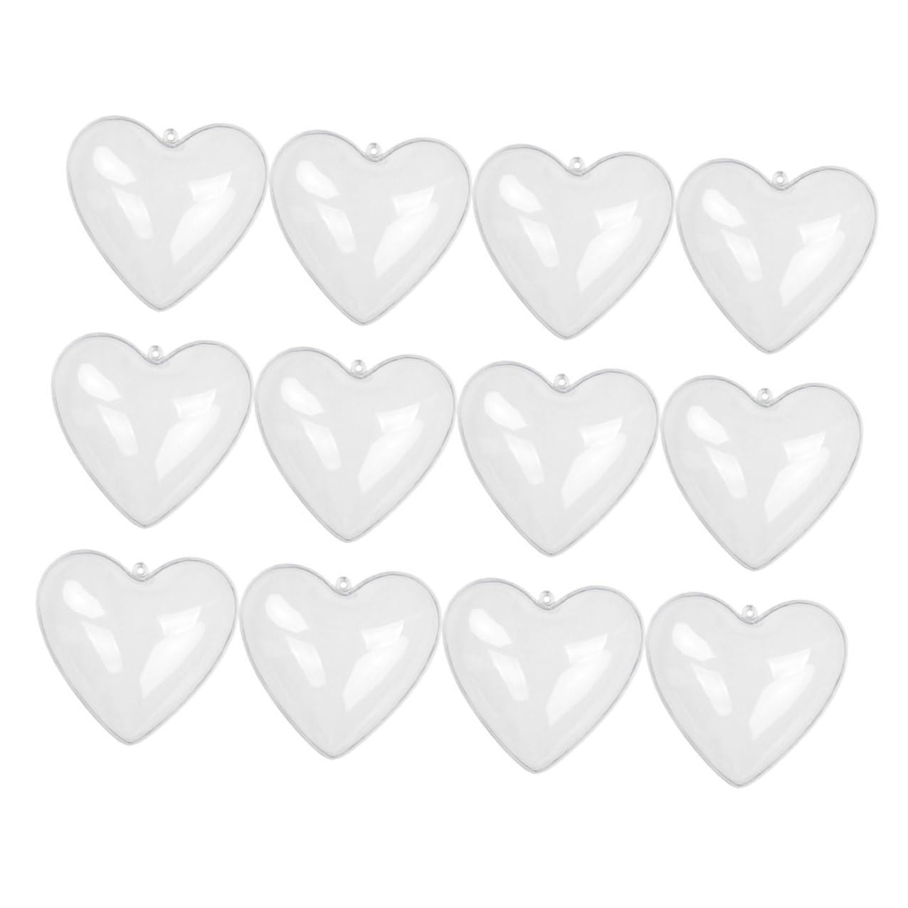 12 Piezas Bolas Colgantes de Plástico Transparente Forma de Corazón 10 Cm, Adornos Rellenable para Manualidades y Decoración Navideña, Bodas y San Valentín