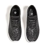 K KIP WOK Fashion Glitter Sneakers for Womens Silp On Running Shoes Lightweigt Tennis Walking Sneakers(Black2,9.5B(M) US)