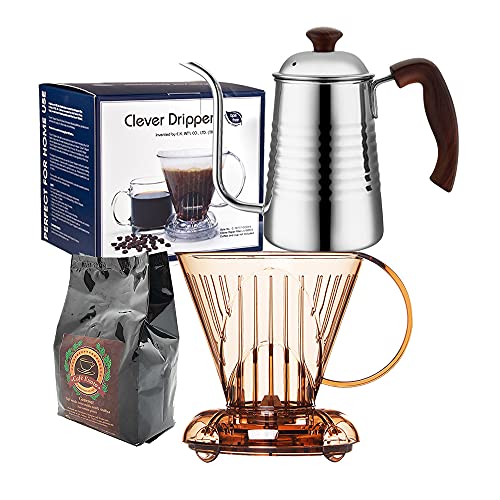 Kit Clever Coffee Dripper Marrom 500ml Chaleira Portal Café PRO 700ml Filtro coador 100 Uni Café Exa